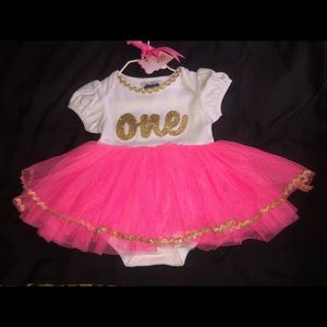 1st Birthday Bodysuit with attached tutu